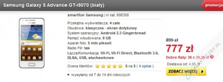Samsung Galaxy S Advance - biały [źródło: Euro]