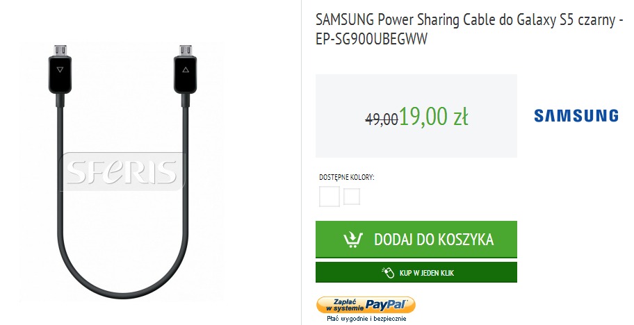 Samsung Power Sharing Cable / fot. Sferis