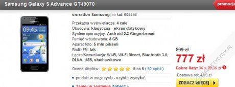 Samsung Galaxy S Advance - czarny [źródło: Euro]