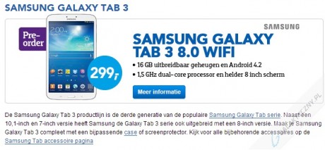 Cena tabletu Galaxy Tab 3 8.0 [źródło: tabletcenter]