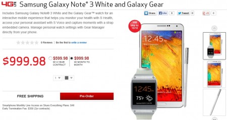Galaxy Note 3 + Galaxy Gear (biały) [źródło: Verizon]