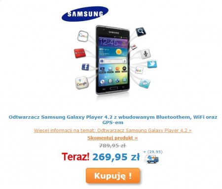 Galaxy Player 4.2 na iBood [źródło: Samsung]