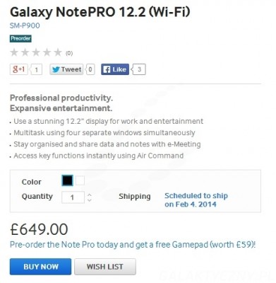Samsung Galaxy NotePRO - przedsprzedaż [źródło: Samsung]