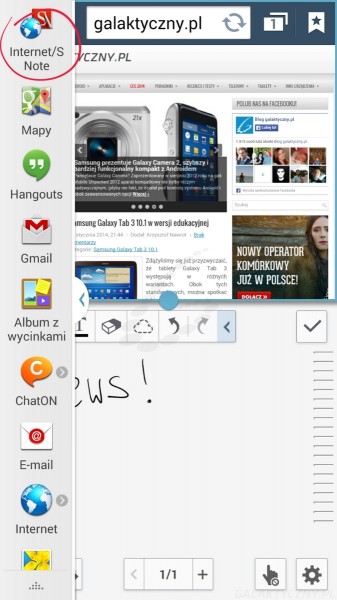 Samsung Galaxy Note 3 - Tryb Wiele Okien, zapisanie aplikacji [źródło: 2po2.pl]