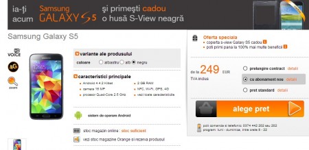Pre-order Galaxy S 5 w Orange [źródło: Orange]