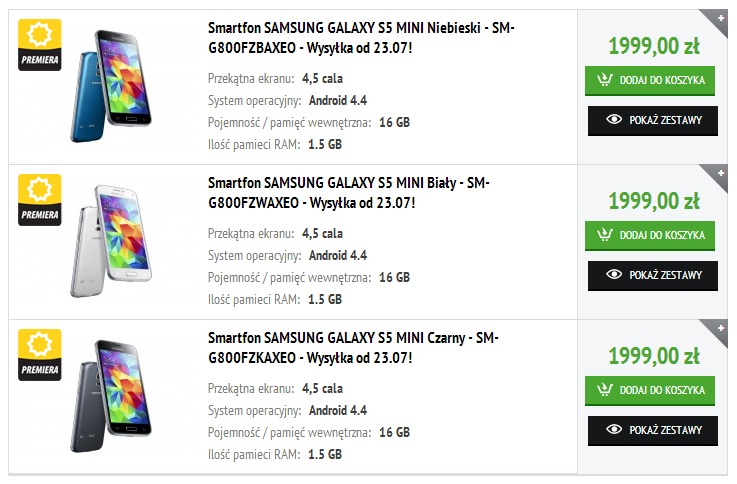 Samsung Galaxy S5 mini - przedsprzedaż