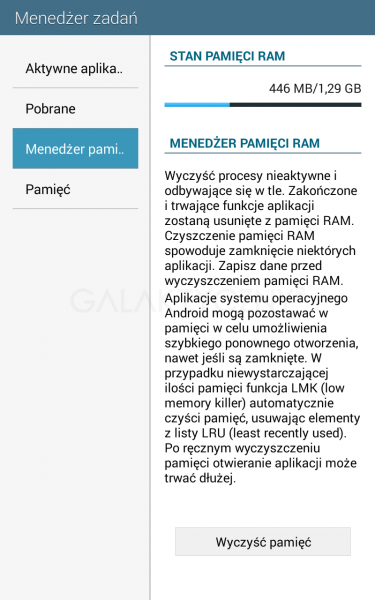 Pamięć RAM w Galaxy Tab 4 7.0