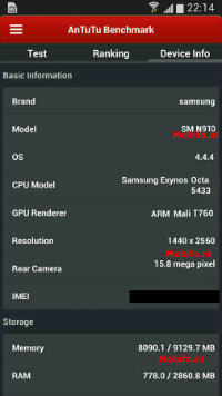 Galaxy Note 4 w AnTuTu