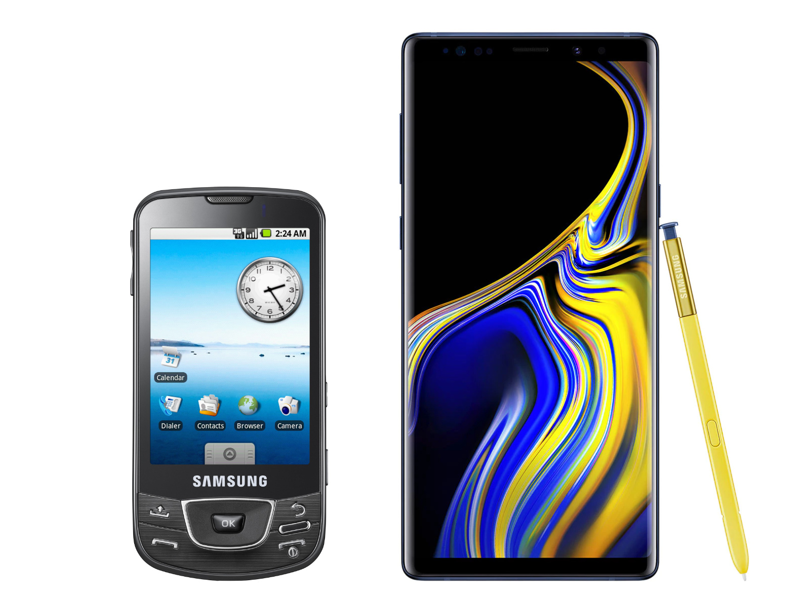 Samsung Galaxy I7500 (po lewej), Samsung Galaxy Note 9 (po prawej)