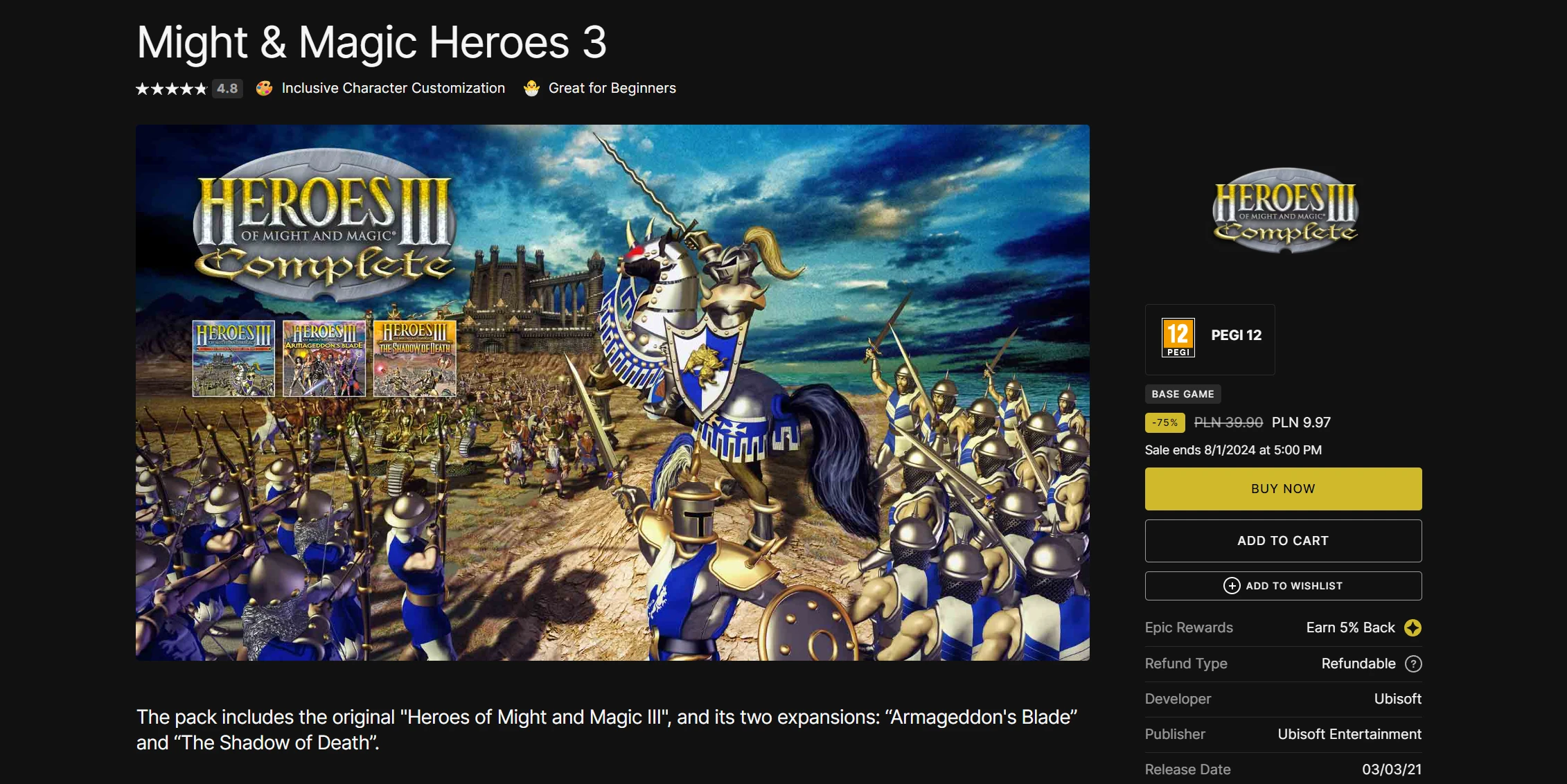 Heroes of Might and Magic III / fot. Epic Games