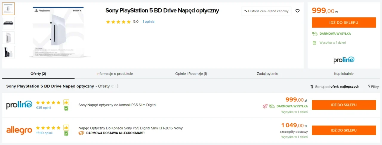 Napęd Blu-ray do PlayStation 5 / fot. Ceneo